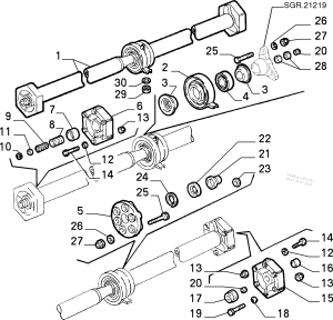 15888724 Alfa Romeo 75  6 Zyl  Schraube Kardanwelle (Skizze Nr. 25) und 105 / 115 Strebe HA (Skizze Nr. 13)