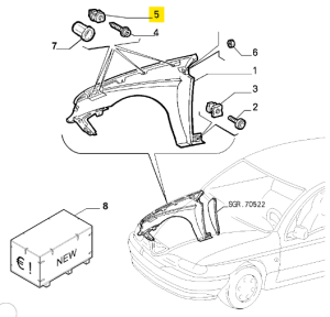 7622939 / 60805519 Alfa Romeo 145 / 146 / 155 / Fiat & Lancia Mutter Kotflügelbefestigung Oben (Preis je Stück)