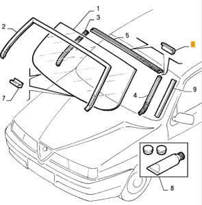 60580480 Alfa Romeo 155 Gummilager / Abstandshalter Windschutzscheibe