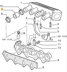 60593553 Alfa Romeo 155 / 75 / Spider 115 Muffe Ansaugbrücke 2.0 TS