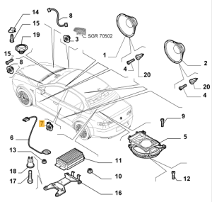 46841953 Alfa Romeo 159 939 Rear High Frequency Speaker