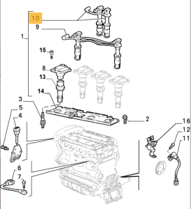 46756506 / 1354490019 Alfa Romeo 145/146/155/156/166/GTV Spider 916 Zündkabel Zylinder 2-3