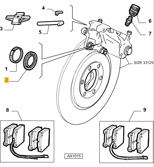 60724238 Alfa Romeo 75 & RZ & SZ Seal Gasket Rear Brake Disc LH, 8 