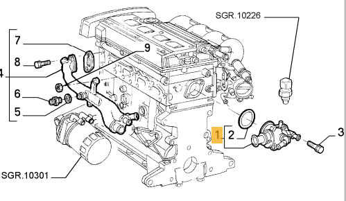 60609026 Alfa Romeo 166 2.0 TS Thermosta box