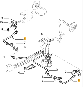 71736920 / 7667806 Alfa Romeo 145/6 / 155 / Spider 916 & Fiat & Lancia Rear Brake Hose
