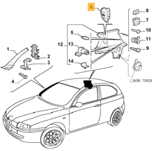 735391731 Alfa Romeo 147 Kleiderhaken hinten links (5-Türer)