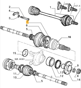 60749592 / 700084 Alfa Romeo 33 (88-90) & Alfasud Support Strap Axle Shaft (Price for One)