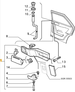60561891 Alfa Romeo 155 innerer Türöffner hinten links mit Aschenbecher