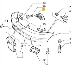 60583491 Alfa Romeo 145/146 (94-99) Gummipuffer Stoßstange vorne