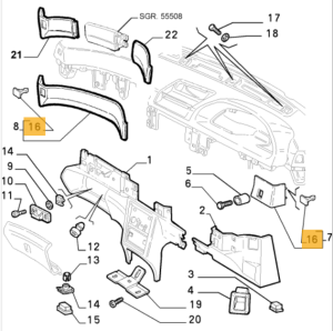 60566129 Alfa Romeo & Fiat & Lancia Befestingungs Klipp Armaturenbrett