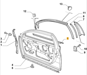 91403558 Alfa Romeo 166 Front Exterior Window Seal Gasket RH