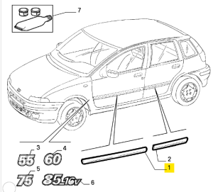 710917080 Fiat Punto Zierleiste Tür vorne rechts (Schwarz)