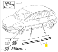 710917080 Fiat Punto Zierleiste Tür vorne rechts (Schwarz)