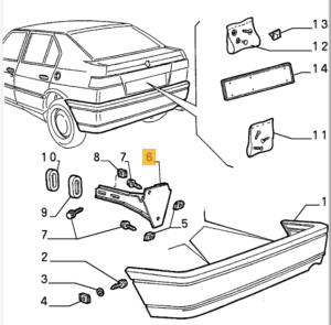 60525655 Alfa Romeo 33 (90-94) & Alfasud Halterung Stoßstange hinten rechts