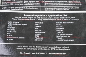Alfa Romeo, Fiat, Lancia etc. Spurverbreiterung (für 4-Loch Felgen mit M12 Gewinde und Lochkreis 95,25 - 114,3mm)