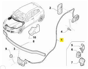 50520211 Alfa Romeo Giulietta 940 Schaltzug Motorhaube (Lenkung links)
