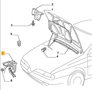 60684534 Alfa Romeo 166 Bracket Bonnet