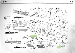 60701703 / 116155433000 Alfa Romeo Alfetta GT/GTV 116 Klipp Scheinwerfer innen