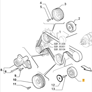 7788010 Alfa Romeo 166 & Fiat & Lancia Spannrolle Keilriemen 100mm