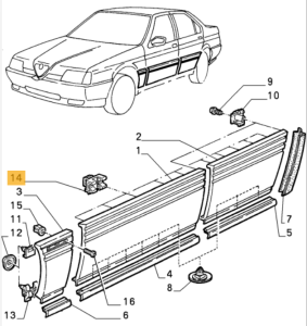 60509597 / 164007535000 Alfa Romeo 164 Klipp Schweller (Preis je Stück)