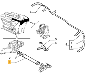 60604178 / 60813328 Alfa Romeo & Lancia Coolant Pipe Water Pump to Thermostat
