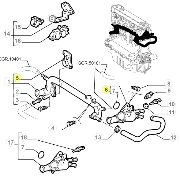 46527105 60814610 Alfa 156 & Lancia Thermostat