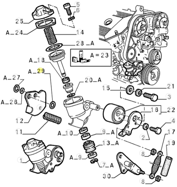 60513407 60807905 Alfa Romeo 164 / 155 / 75 / SZ / RZ Dichtungsring Riemenspanner