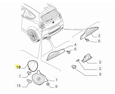 71752166 Alfa Romeo MiTo Rahmen Scheinwerfer hinten rechts