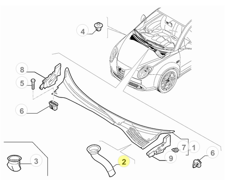 51810013 Alfa Romeo MiTo & Fiat/Lancia Wasserablaufschla
