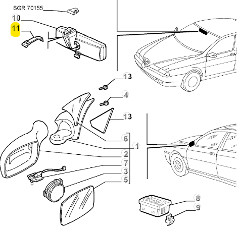60669890 Alfa Romeo 166 rearview mirror clamp