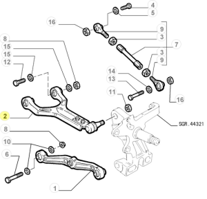 60627605 Alfa Romeo GTV / Spider 916 Querlenker Hinterachse rechts