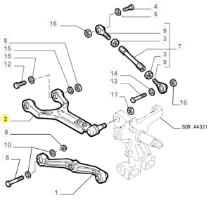 60627604 Alfa Romeo GTV / Spider 916 - Querlenker Hinterachse links