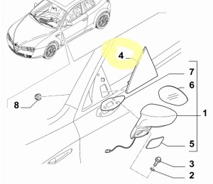 156067305 Alfa Romeo Brera Spider 939 Spiegel Verkleidung Dreieck außen rechts