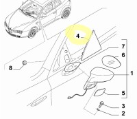 156067305 Alfa Romeo Brera Spider 939 Spiegel Verkleidung Dreieck außen rechts